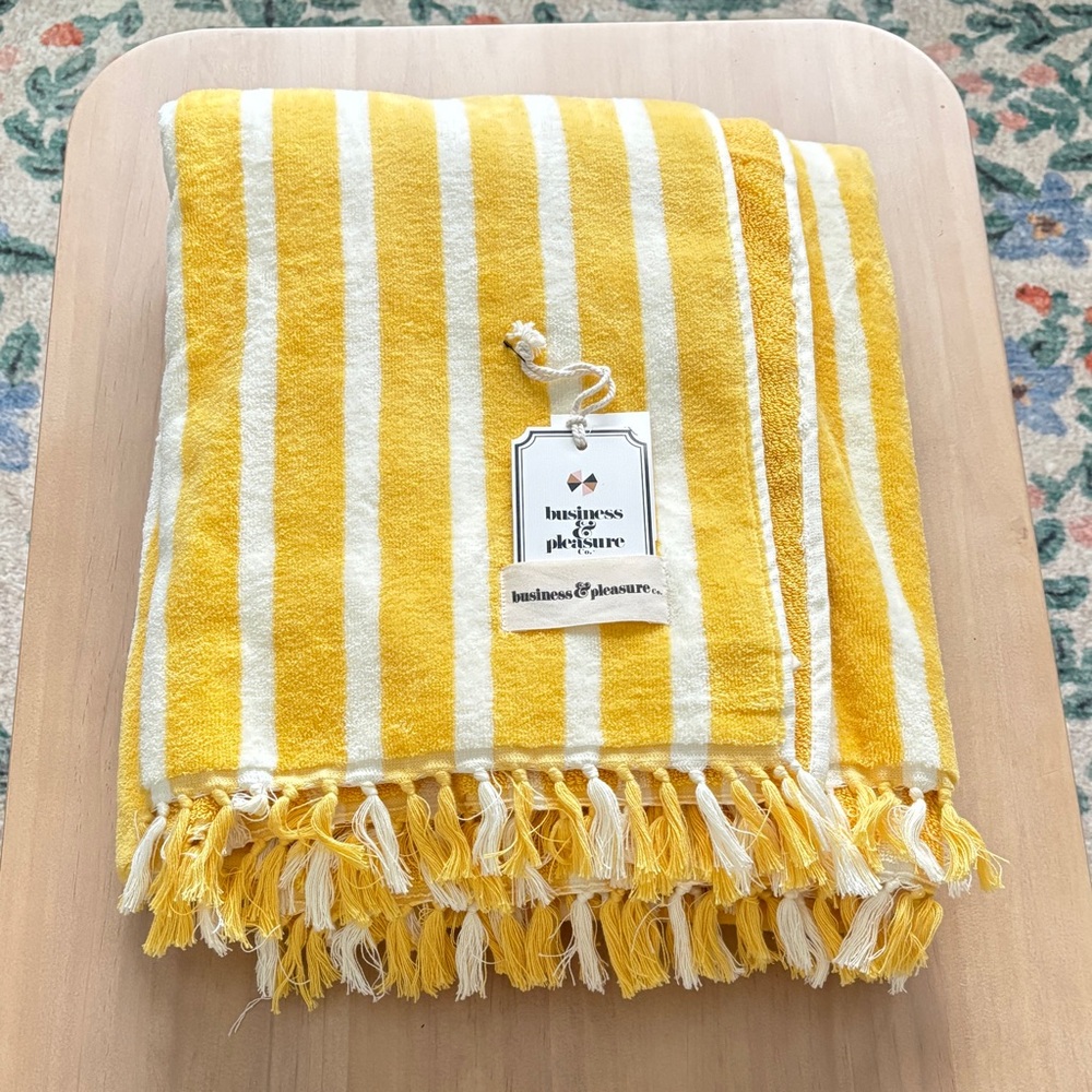 Business & Pleasure Beach Towel - Monaco Mimosa Yellow Stripe